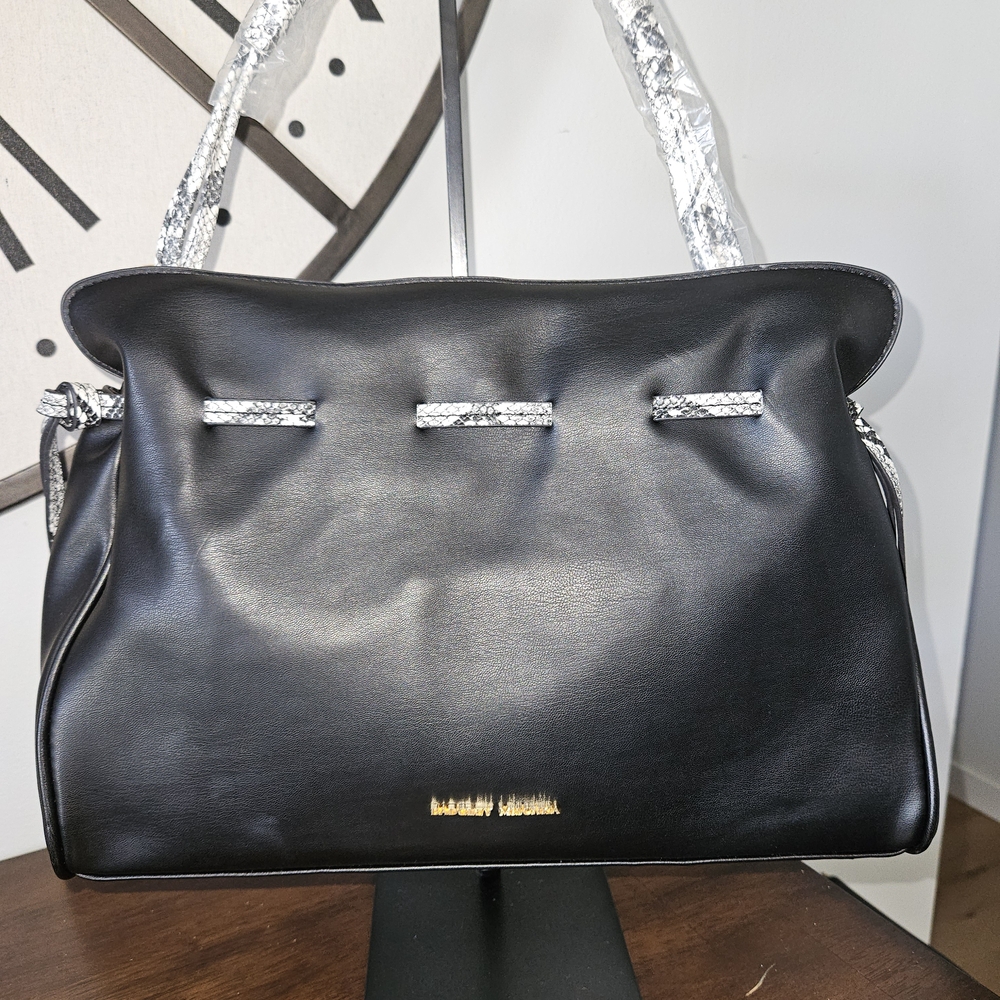 Badgley Mischka Black Shoulder Bag with Silver Accents